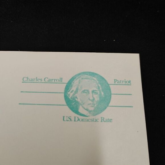 U. S. POST OFFICE VINTAGE CHARLES CARROLL 1982 DOMESTIC RATE .13 CENT POST CARD. - Picture 3 of 8